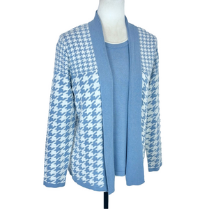 Moffi blue houndstooth fooler sweater